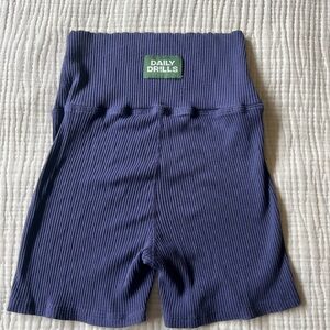 Daily Drills Ribbed High-Waist Bike Shorts - Deep Blue